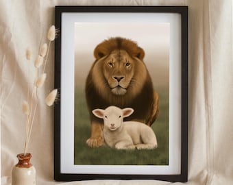 Lion and Lamb Wall Art: Christian Home Decor (Digital Download)