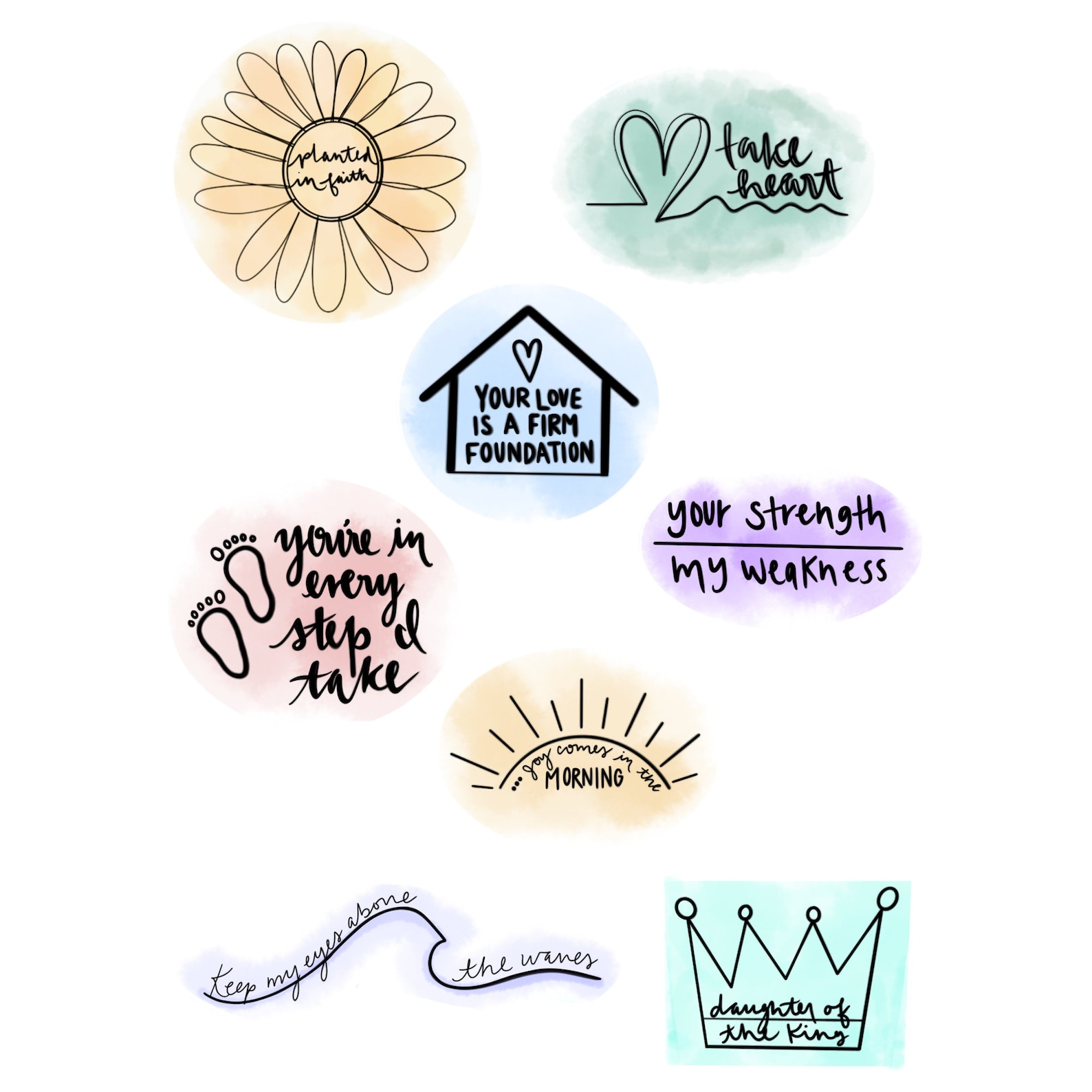 Christian Sticker Sheets, Digital Sticker Files, Cricut PNG Files ...