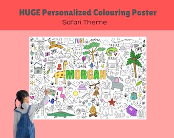 Poster da colorare Safari personalizzato – Attività riutilizzabile per bambini