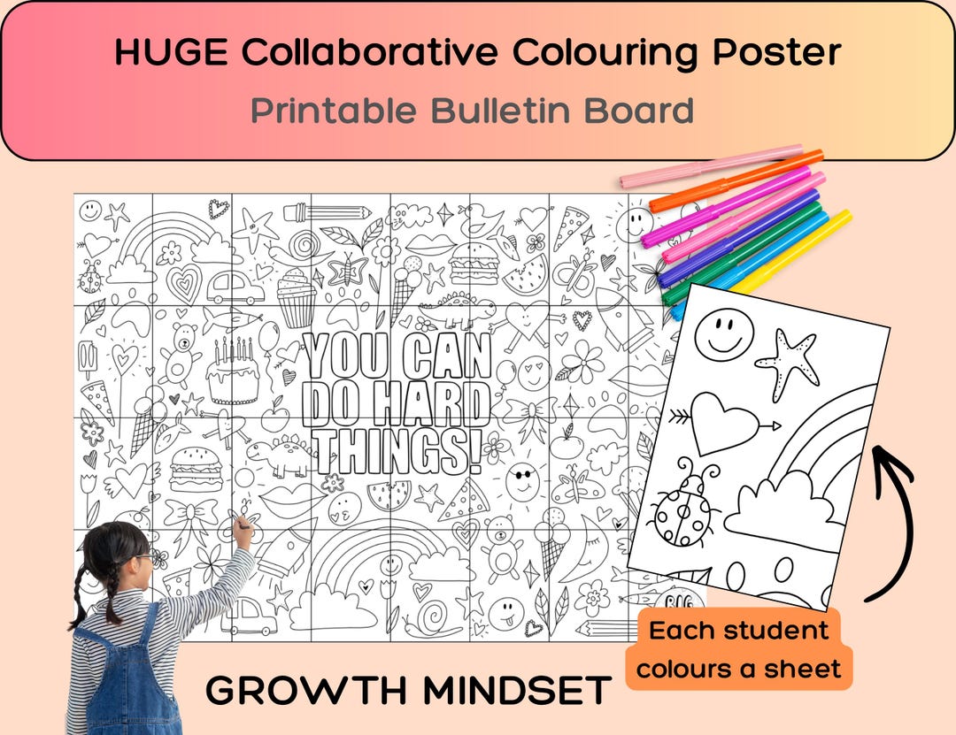 Collaborative Coloring Poster for Classroom | Growth Mindset Bulletin ...