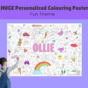 Funtastic - wiederverwendbare individuelle Malseite, große Malseite, individuelles Geschenk für Kinder, lustige Färbung Banner, Malseite mit Namen