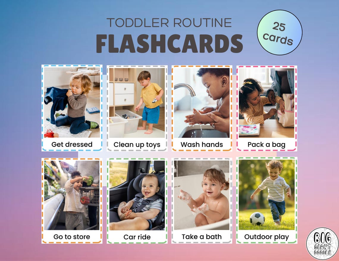 Follow Routine Flash Cards Montessori Toddler Routine Flashcards: Visual Learning Cards (digital ...