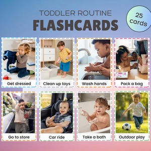 tägliche Routine Karteikarten, Kleinkind Routine Karten für Kinder, druckbare Karteikarten, echte Kinder, Kleinkind Lernen, Montessori, Gute-Nacht-Routine