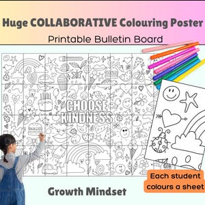 Affiche à colorier collaborative sur la gentillesse : activité de travail d'équipe en classe (téléchargement numérique)