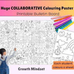 Samenwerkingskleurposter Growth Mindset: groepswerkactiviteit in de klas (digitale download)
