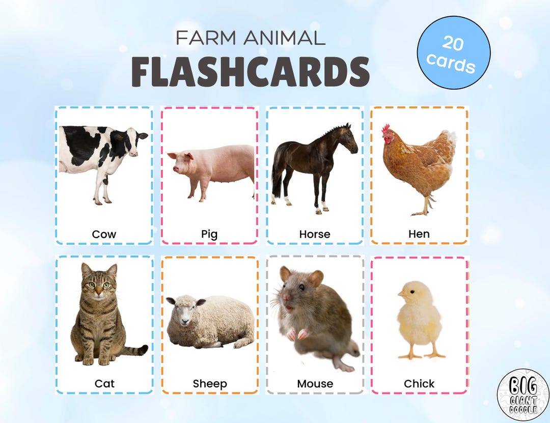 Farm Animal Flashcards Printable | Real Photo Farm Animals for Kids ...