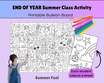 Ready Set Summer Collaborative Coloring Poster: End of Year Bulletin Board (Digital Download)