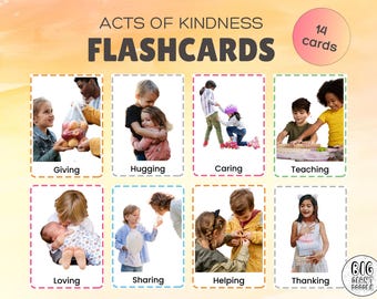Montessori Acts of Kindness Flashcards: Real Children Photos, Mindfulness, SEL (Digital Download)