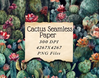 Cactus Scrapbook Digital Printable Pages Digital Paper Card Making Journaling Wallpaper Seamless