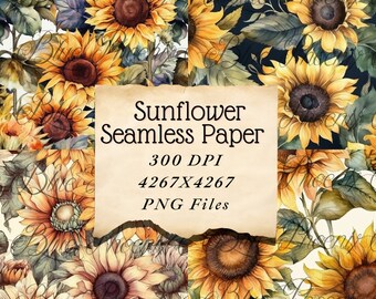 Sunflower Scrapbook Digital Printable Pages Digital Paper Sunflower Floral Paper Card Making Journaling Sunflowers Wallpaper PNG memory book