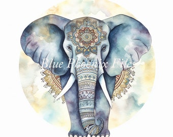 Elephant Mandala PNG sublimation file Watercolor elephant mandala Clipart