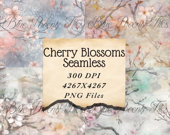 Cherry Blossom Scrapbook Digital Printable Pages Digital Floral Paper Card Making Journaling Wallpaper PNG memory book Watercolor