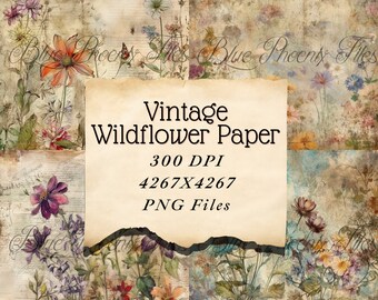 Wildflower Scrapbook Digital Printable Pages Digital Paper Vintage Wildflower Floral Paper Card Making Journaling Wallpaper