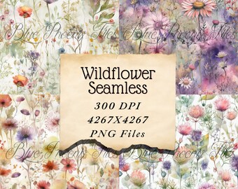 Wildflower Scrapbook Digital Printable Pages Digital Paper Watercolor Wildflower Floral Paper Card Making Journaling Wallpaper
