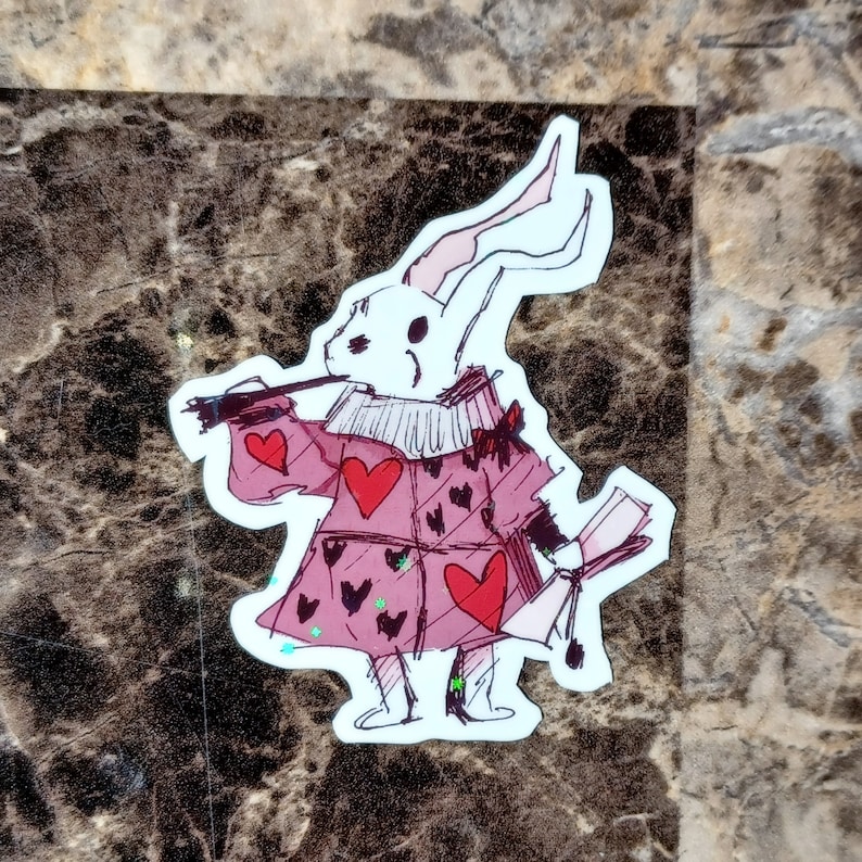 White Rabbit Sticker | Glossy/star Holographic | Alice in Wonderland ...