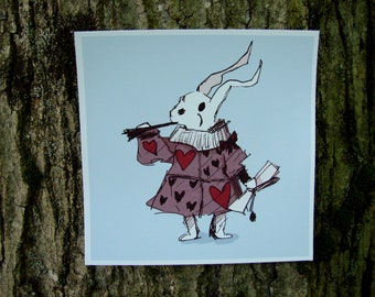 Alice in Wonderland White Rabbit Art Print 5x5in