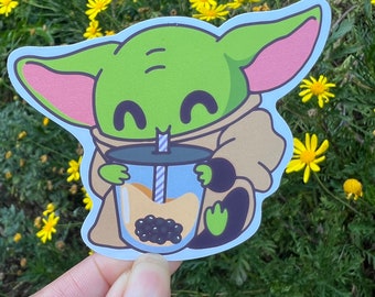 Star Wars Grogu Boba Sticker || Kawaii Sticker || Cute Star Wars Sticker for Journaling, Scrapbooking, and Planners