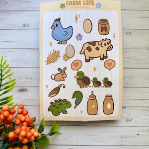 Stardew Valley Inspired Sticker Sheet || Kawaii sticker || Junimos || Cozy Gamer Sticker || Gamind Decal for Journals, Notebooks,and Planner