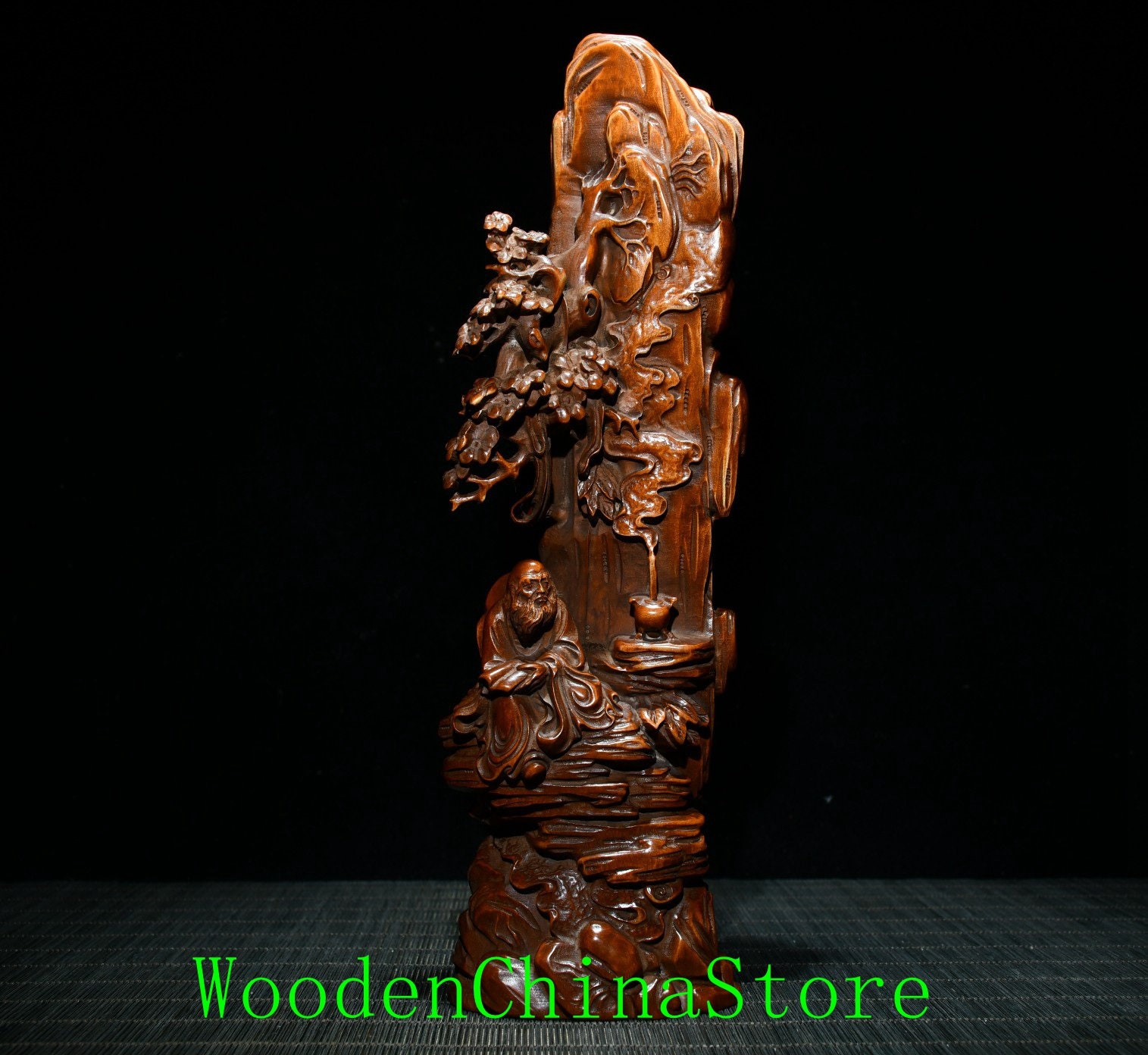 Collect Exquisite Chinese Hand-carved Pine Tree Bodhidharma Statues