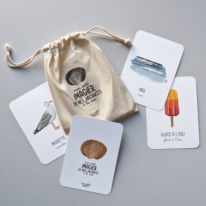 30 cartes imagier à nomenclature "Vacances à la mer" - Flash cards - jeu d’apprentissage d’inspiration Montessori