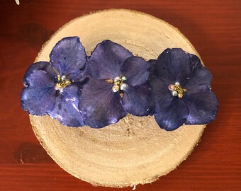 echte Blaue lila Garten Hortensie Haarspangen echtes Blumenaccessoire harzschmuck