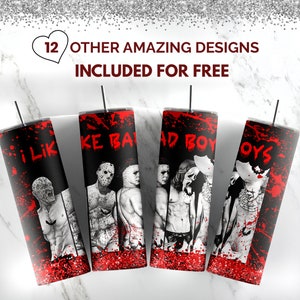 I like bad boys Horror Tumbler | 20oz skinny tumbler sublimation design download |  horror characters tumbler | horror movie tumbler