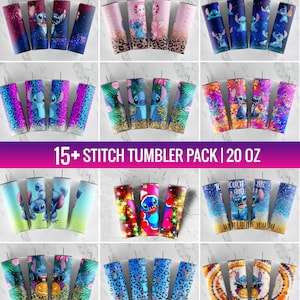 15 Plus Stitch anime cartoon Tumbler | 20oz skinny tumbler sublimation design digital download | Christmas Halloween cartoon bundle