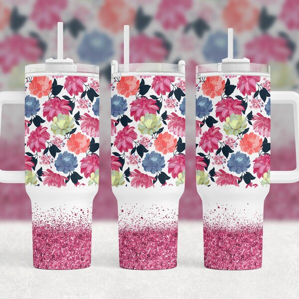 40oz Floral Tumbler - Pink main image 0