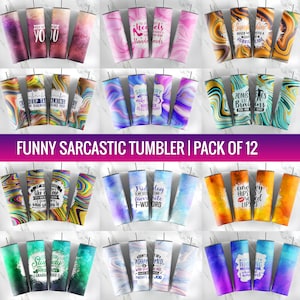 Funny Tumbler Wrap PNG | 12 Sarcastic PNG Seamless Tumbler Sublimation Designs Downloads - Skinny 20oz Wrap - Tumbler Sublimation PNG