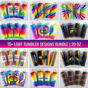 18 LGBT Tumbler Template | Sublimation Designs Downloads - Skinny 20 oz tumbler PNG | Gay Pride Tumbler wrap, best selling LGBT designs