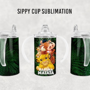 Hakuna matata kids cartoon 12oz Sippy Cup Sublimacja, Prosty Sippy Cup Sublimacja | Pełne opakowanie Sippy Cup, Cyfrowe pobieranie Waterslide