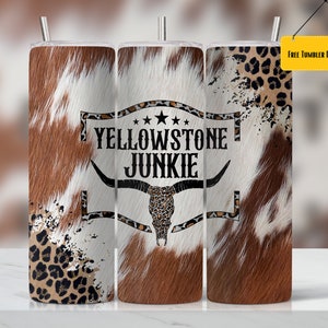 Yellowstone Tumbler, 20oz Skinny Tumbler Png, Cowhide and Leopard Theme, Bull Skull,Sublimation Designs Downloads - Skinny 20oz - PNG 2023