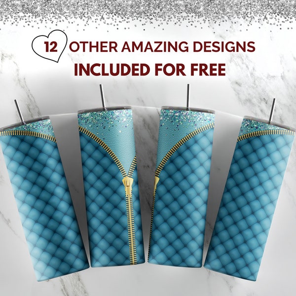 Teal Designer Quilt leather bag tumbler  | 20oz skinny tumbler sublimation design | sublimation tumbler png digital download