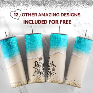Beach Please Glitter Tumbler | 20oz chudy kubek z sublimacją, dziecięcy kubek zjeżdżalnia wodna png do pobrania cyfrowego, uroczy kubek z sublimacją