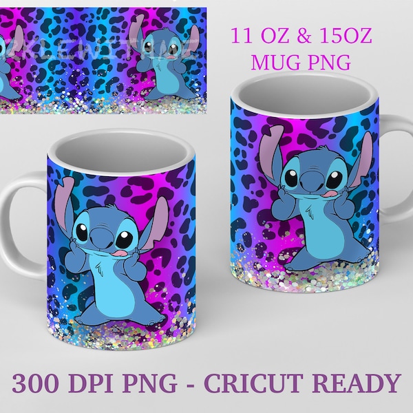 Conception de sublimation de wrap de tasse de café de couleur néon de point de léopard de téléchargement, téléchargement numérique, presse de tasse de Cricut 11 oz et conception de tasse d'enfants de 15 oz