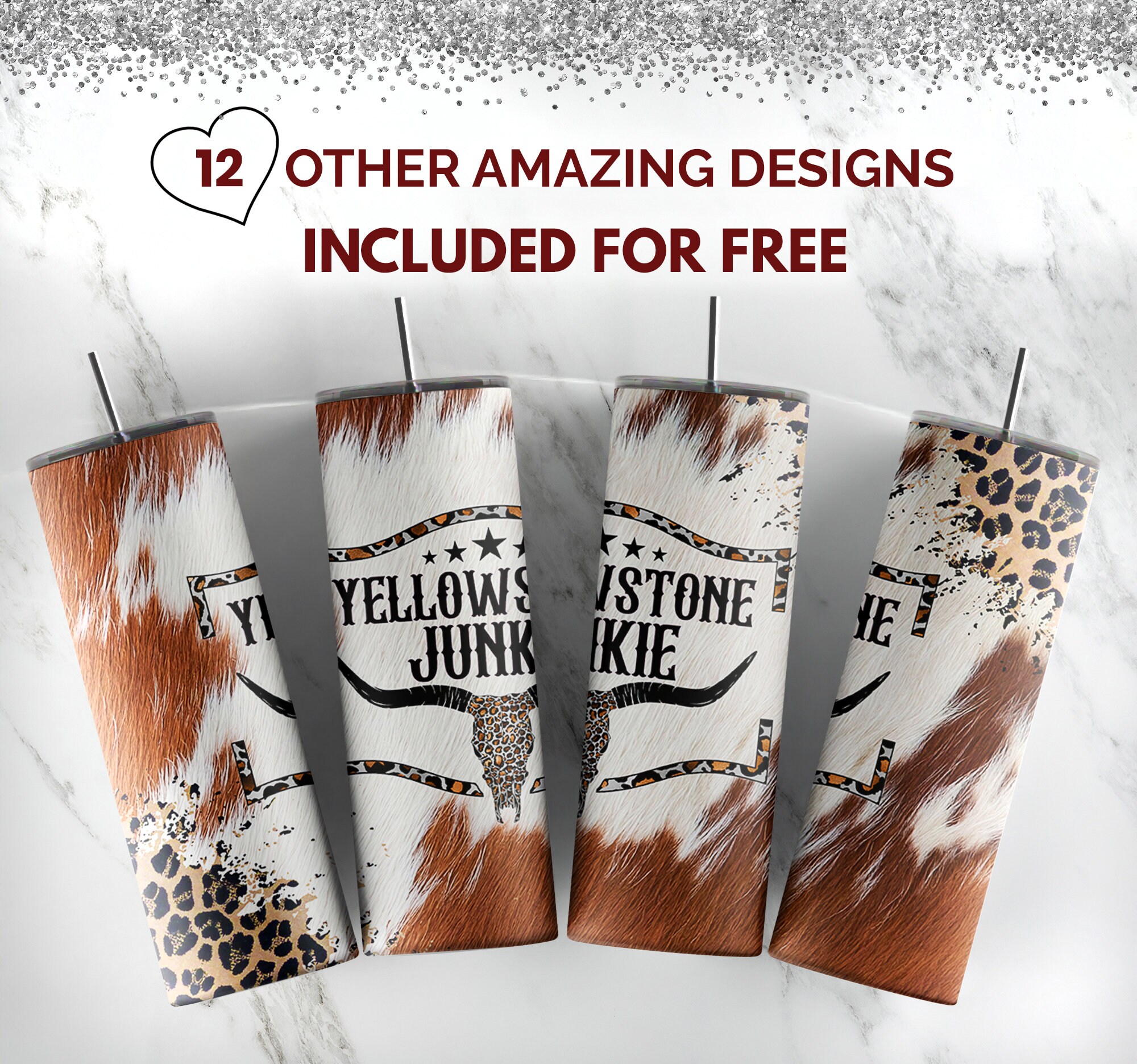 Yellowstone Tumbler 20oz Skinny Tumbler Png Cowhide and Etsy
