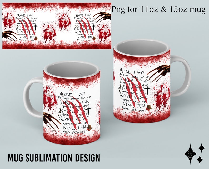 Horror Halloween Mug Wrap Design Download 11oz and 15oz Etsy Australia