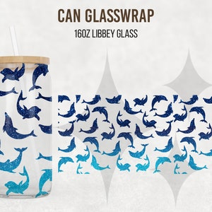 Ombre Delfin 16oz Libbey Tasse Sublimation Design Template | Ocean, Marine Glasdose Movie 16oz Glasdose Cutfile Design