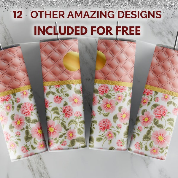 Designer bag tumbler wrap  | Floral bag peach png for 20oz skinny tumbler sublimation design |  sublimation tumbler png digital download