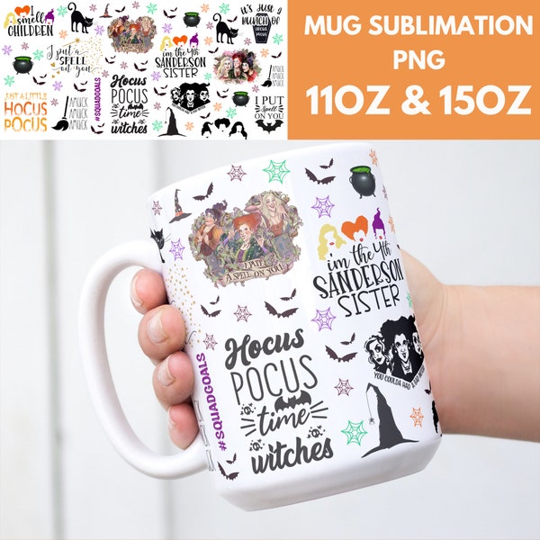 Halloween Hocus Pocus Elements Mug Sublimation Template - Designs - 11Oz Mug - 15Oz Mug PNG Mug Templates - Cricut Mug Press Designs Wrap