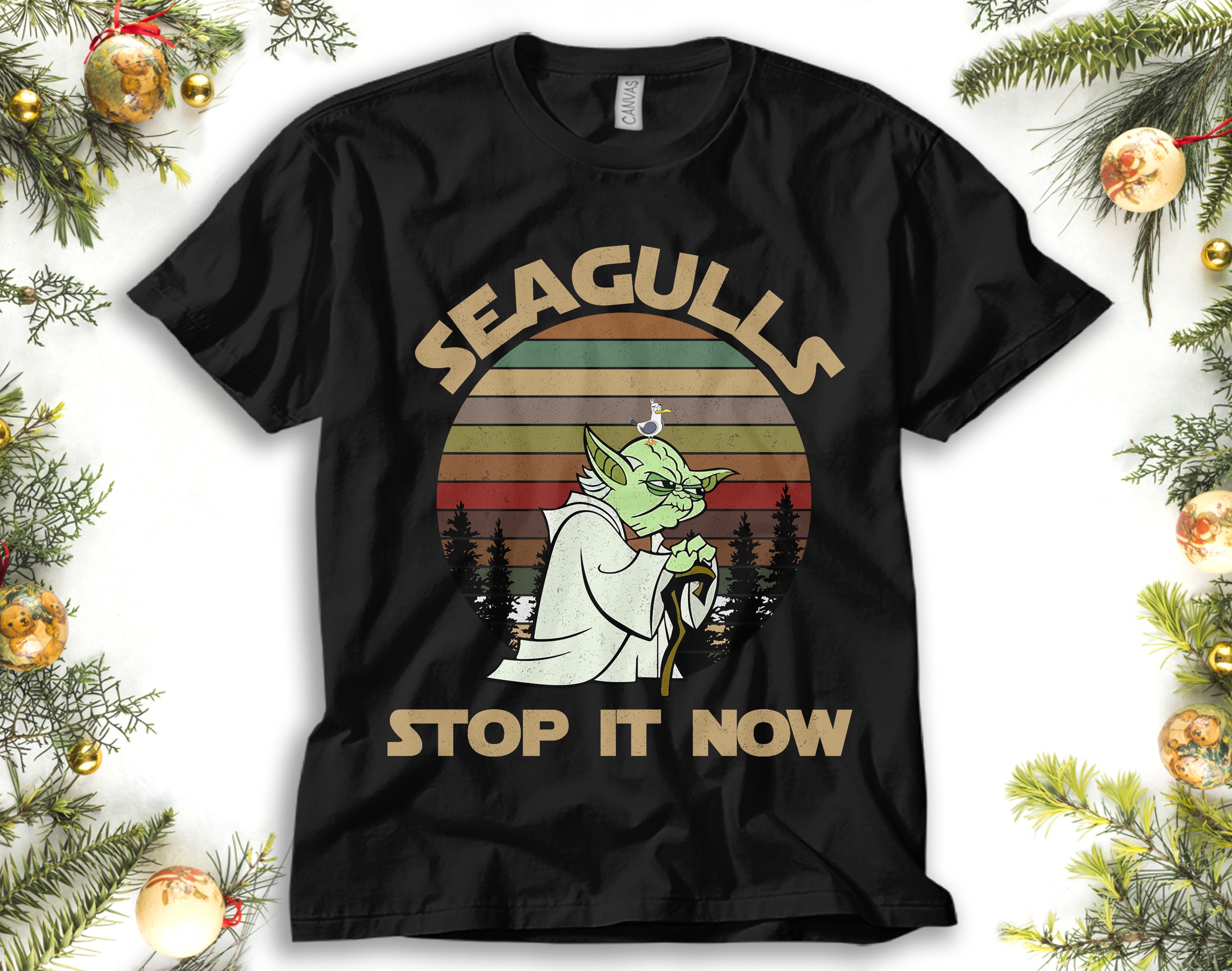 Discover Star Wars Seagulls Stop It Now Yoda Retro Vintage Christmas Shirt