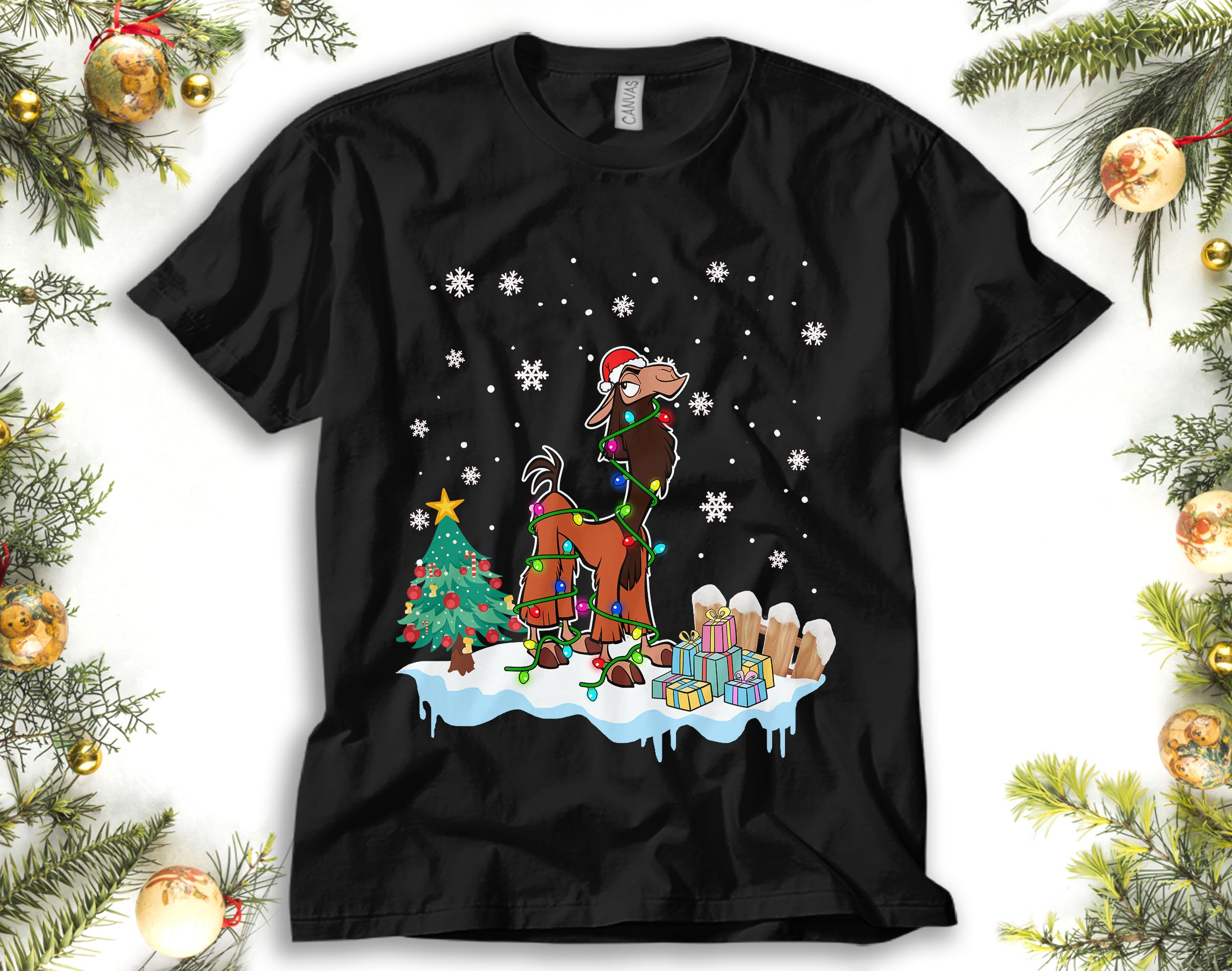 Discover Disney The Emperor's New Groove Kuzco Llama Christmas Lights Shirt