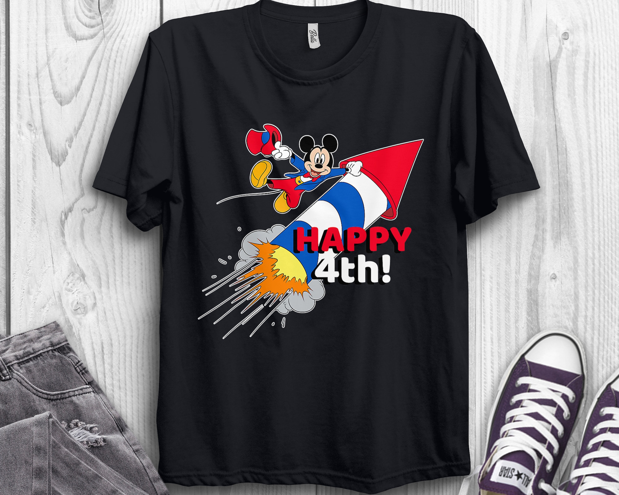 Discover Disney Mickey Mouse Americana 4th of July Happy 4th Independence Day T-Shirt