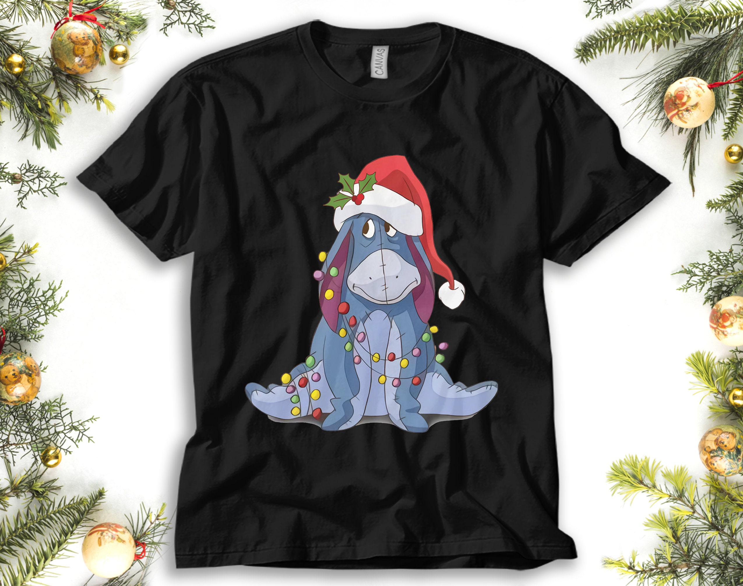 Discover Disney Eeyore with Christmas Light Shirt, Eeyore Santa Shirt, Merry Christmas 2022, Disneyland Holiday Vacation Unisex Adut T-shirt Kid Tee