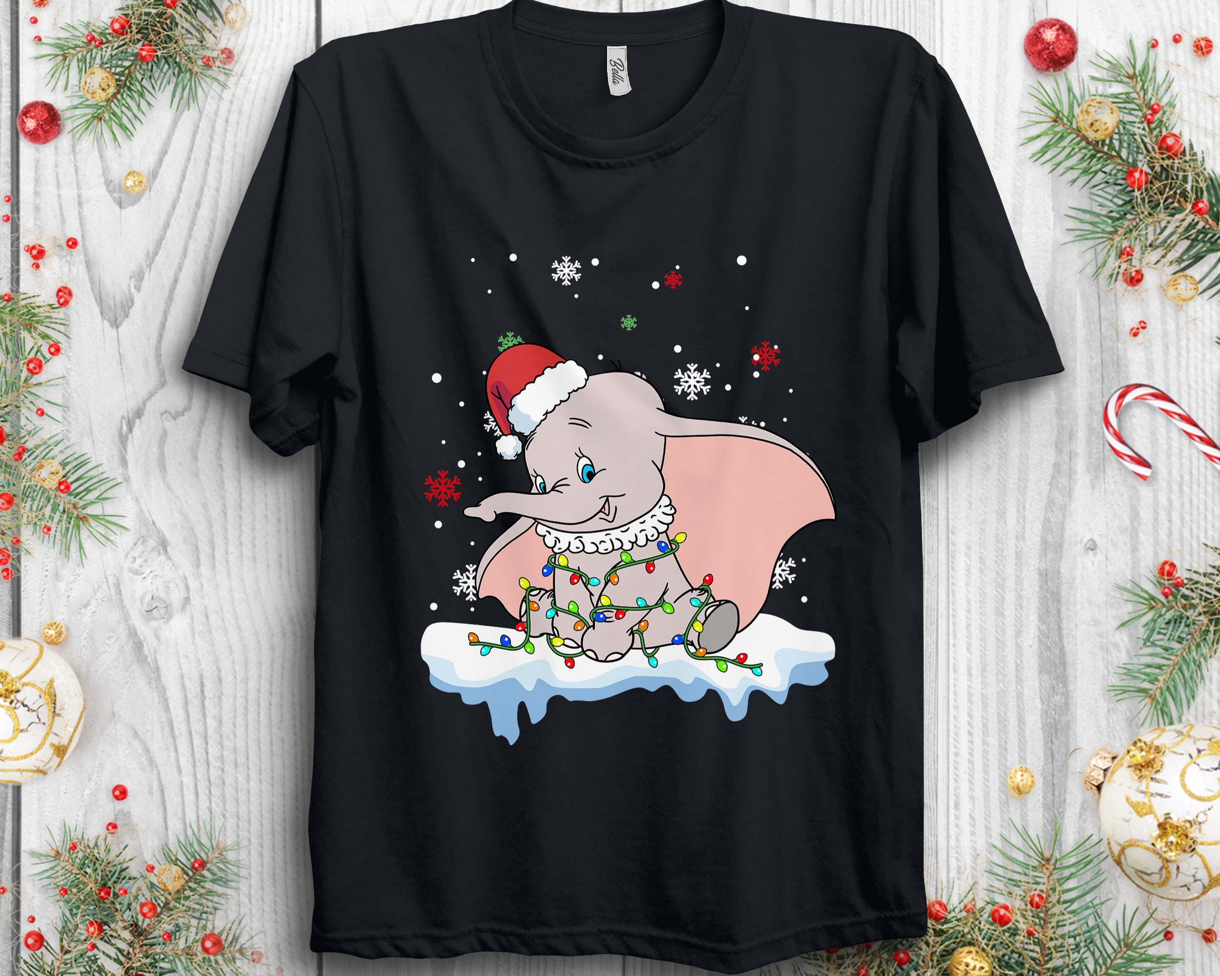 Discover Disney Dumbo Christmas Lights Santa Costume Shirt, Disneyland Trip Tee