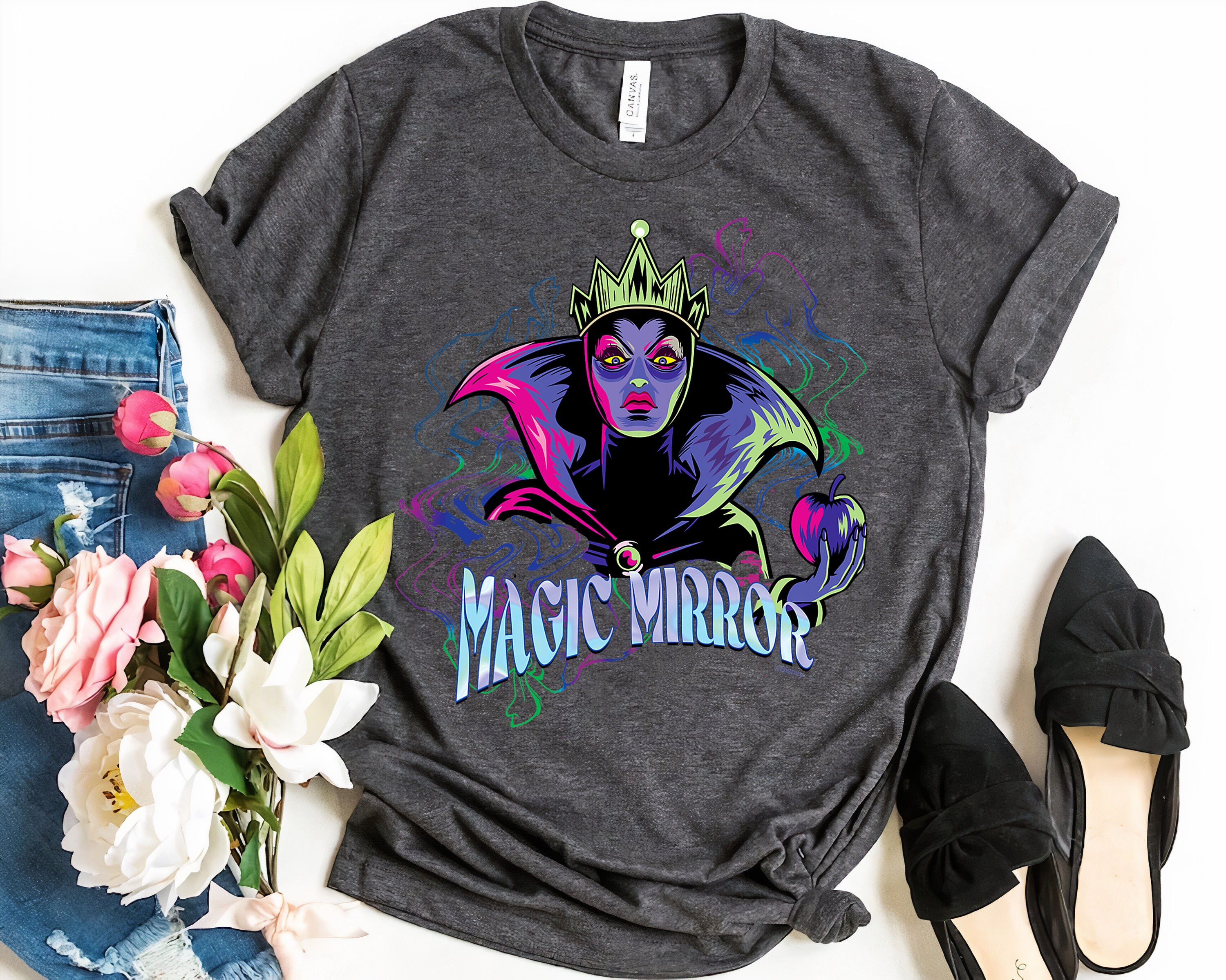 Discover Disney Villains Evil Queen Magic Mirror Illustrated T-Shirt