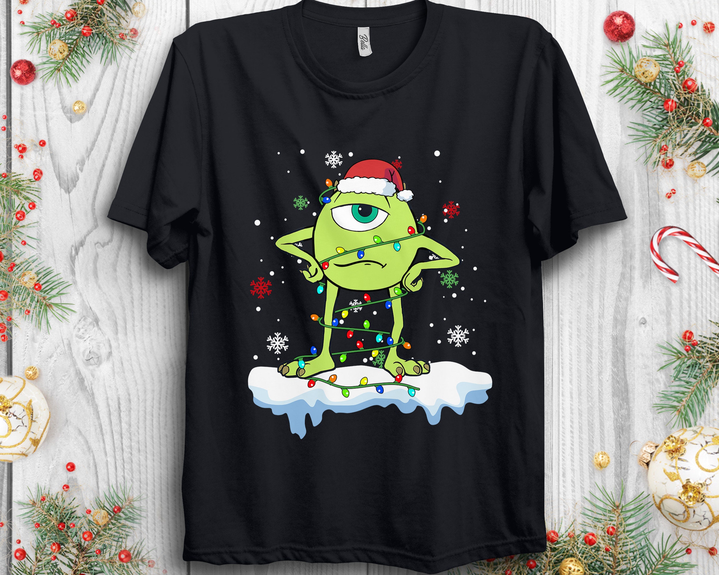 Discover Maglietta T-Shirt Disney Monster Inc Monsters University Mike Chirtsmas Light Uomo Donna Bambini