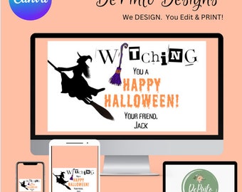 EDITABLE Etiqueta de regalo Witching You A Happy Halloween para estudiantes, amigos, profesores, clase, etiqueta de regalo