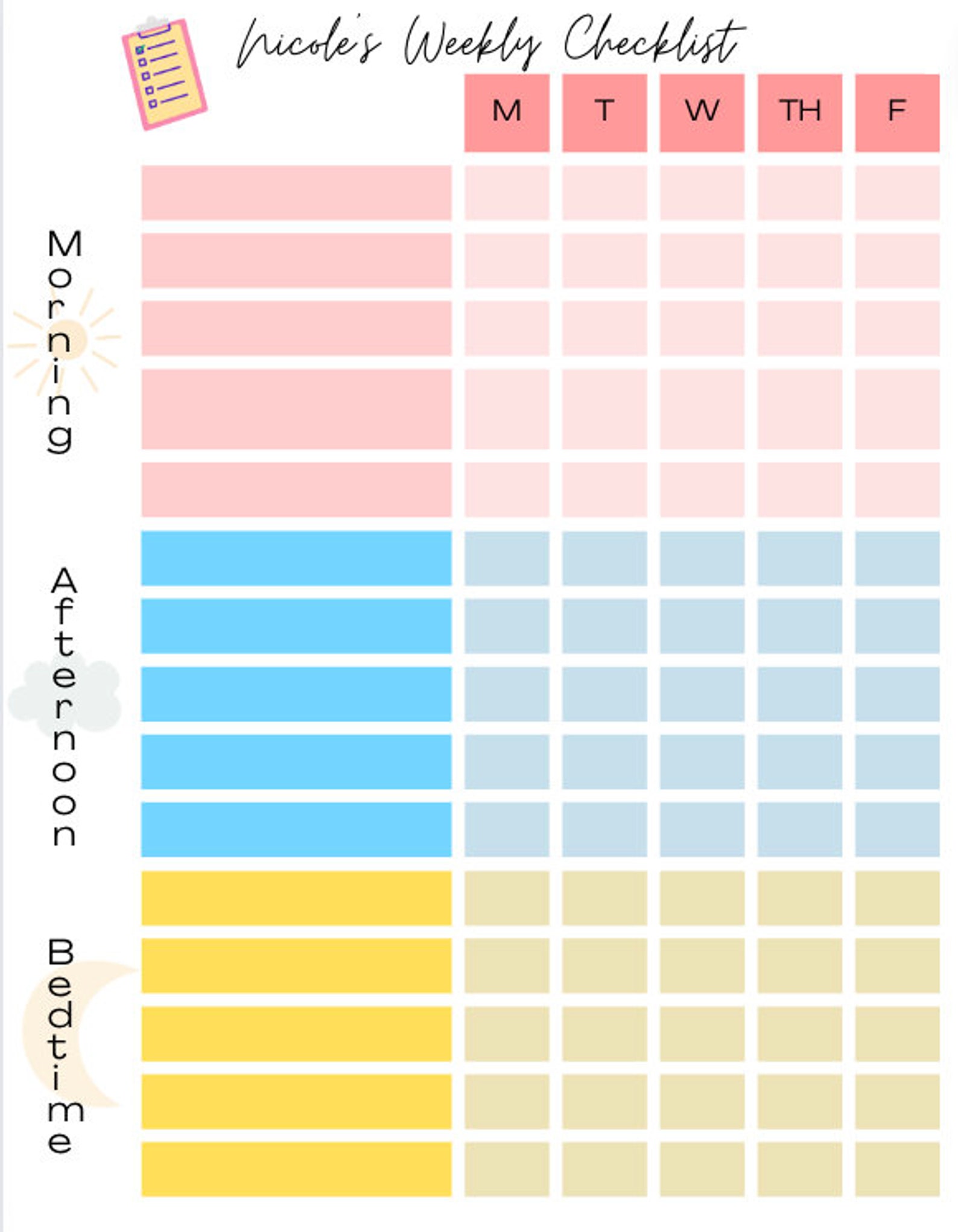 Blank Printable Weekly Checklist for Kids or Adults_daily Routine ...