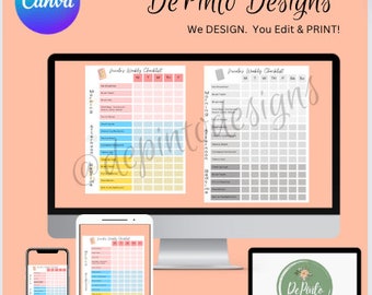 EDITABLE Lista de verificación semanal imprimible para niños Niños_Lista de verificación de 5 días_Lista de verificación de 7 días_Lista de verificación de rutina diaria